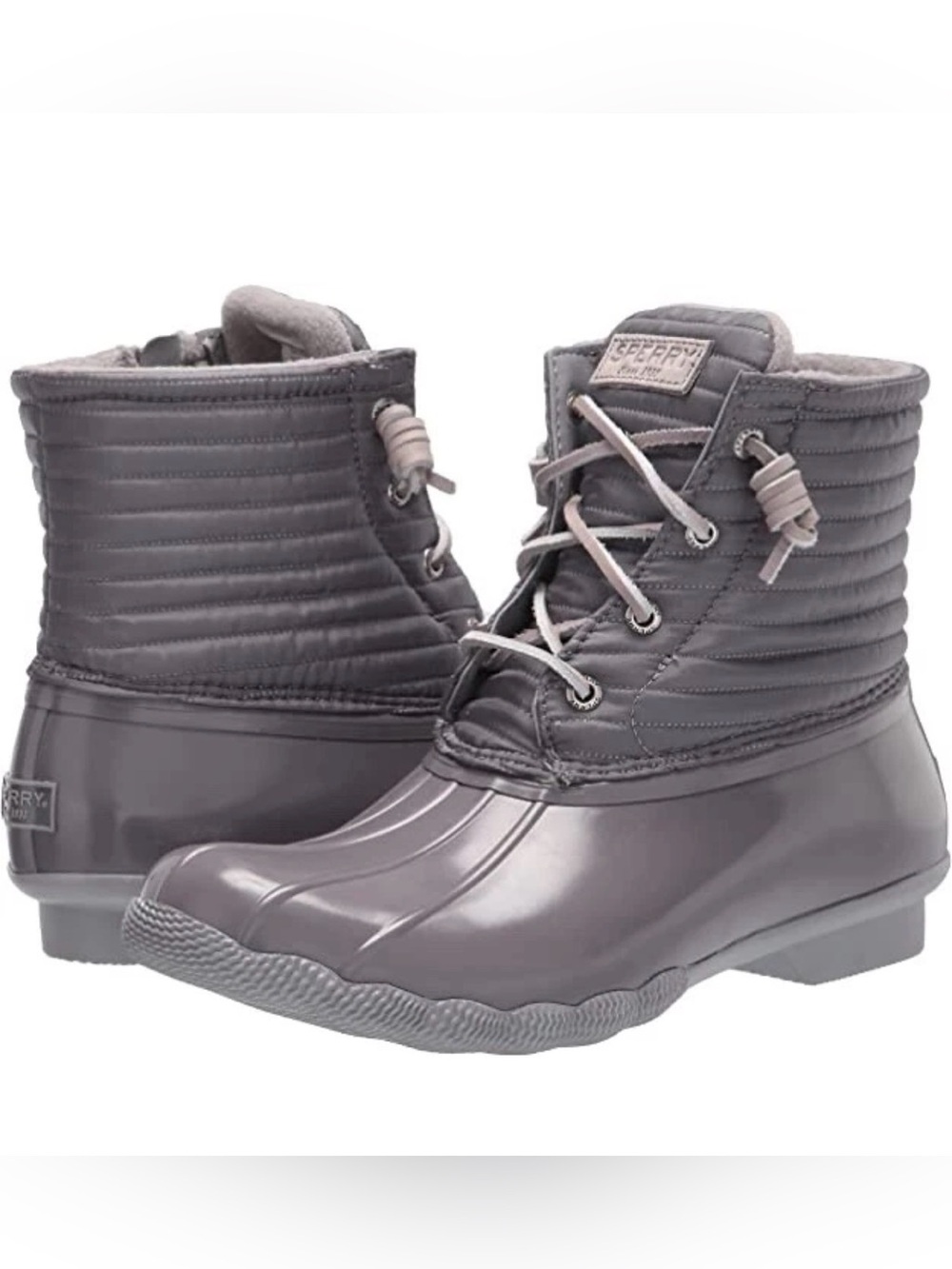 Sperry saltwater Quilted Lace-Up Rain Ankle Boots in Gray